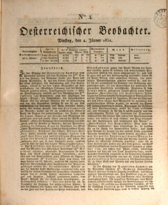 Der Oesterreichische Beobachter Dienstag 4. Januar 1831
