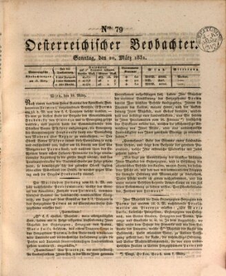 Der Oesterreichische Beobachter Sonntag 20. März 1831