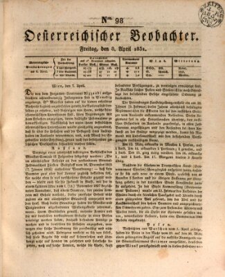 Der Oesterreichische Beobachter Freitag 8. April 1831