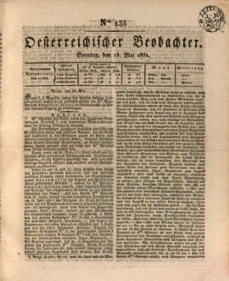 Der Oesterreichische Beobachter Sonntag 15. Mai 1831