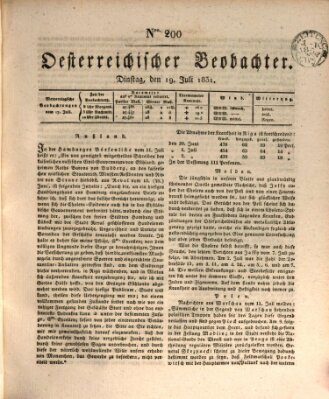 Der Oesterreichische Beobachter Dienstag 19. Juli 1831