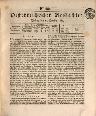 Der Oesterreichische Beobachter Dienstag 11. Oktober 1831