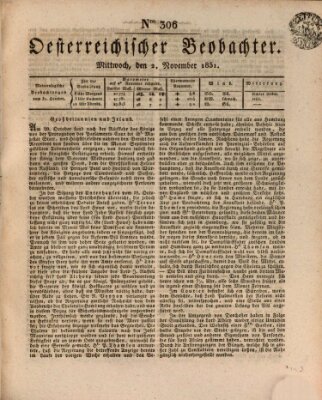Der Oesterreichische Beobachter Mittwoch 2. November 1831
