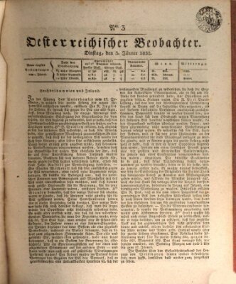 Der Oesterreichische Beobachter Dienstag 3. Januar 1832