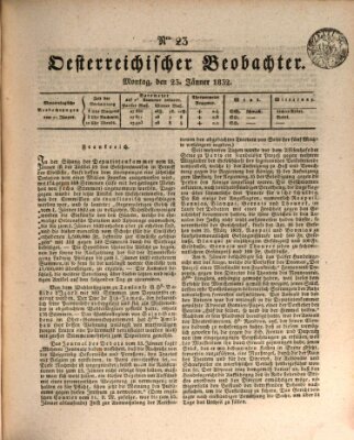 Der Oesterreichische Beobachter Montag 23. Januar 1832