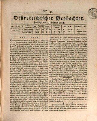 Der Oesterreichische Beobachter Freitag 10. Februar 1832