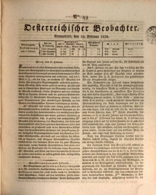 Der Oesterreichische Beobachter Samstag 18. Februar 1832