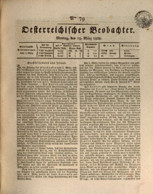 Der Oesterreichische Beobachter Montag 19. März 1832