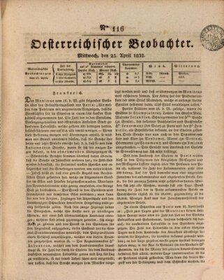Der Oesterreichische Beobachter Mittwoch 25. April 1832