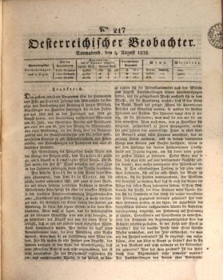 Der Oesterreichische Beobachter Samstag 4. August 1832