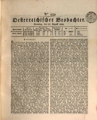 Der Oesterreichische Beobachter Sonntag 26. August 1832