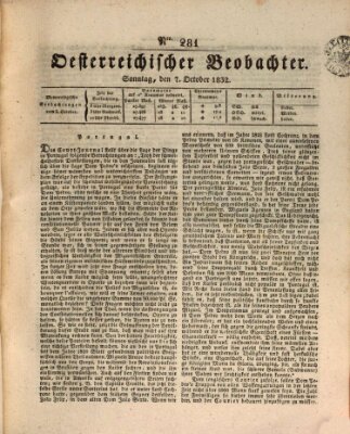 Der Oesterreichische Beobachter Sonntag 7. Oktober 1832