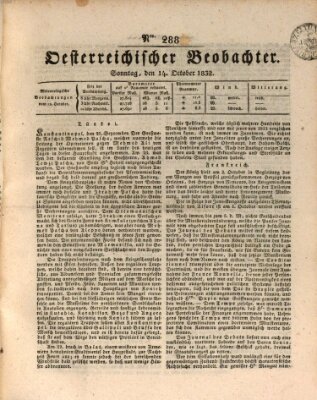 Der Oesterreichische Beobachter Sonntag 14. Oktober 1832