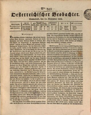 Der Oesterreichische Beobachter Samstag 10. November 1832
