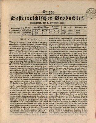 Der Oesterreichische Beobachter Samstag 1. Dezember 1832