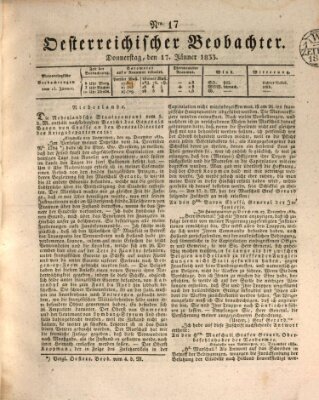 Der Oesterreichische Beobachter Donnerstag 17. Januar 1833
