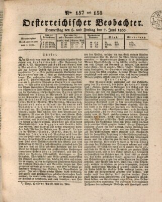 Der Oesterreichische Beobachter Donnerstag 6. Juni 1833