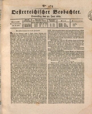 Der Oesterreichische Beobachter Donnerstag 20. Juni 1833