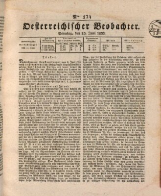 Der Oesterreichische Beobachter Sonntag 23. Juni 1833