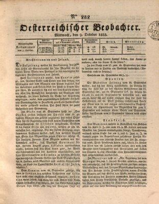 Der Oesterreichische Beobachter Mittwoch 9. Oktober 1833