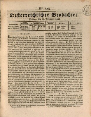 Der Oesterreichische Beobachter Freitag 29. November 1833