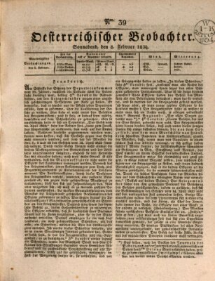 Der Oesterreichische Beobachter Samstag 8. Februar 1834