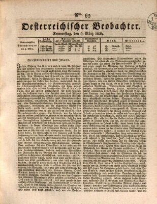 Der Oesterreichische Beobachter Donnerstag 6. März 1834