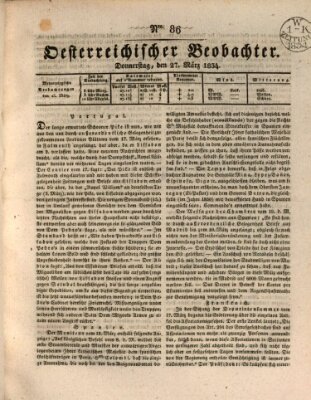 Der Oesterreichische Beobachter Donnerstag 27. März 1834