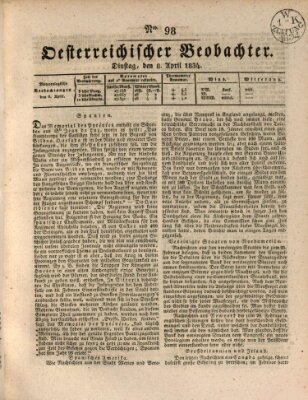 Der Oesterreichische Beobachter Dienstag 8. April 1834