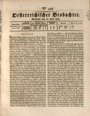 Der Oesterreichische Beobachter Mittwoch 16. April 1834