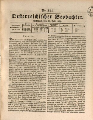 Der Oesterreichische Beobachter Mittwoch 30. Juli 1834