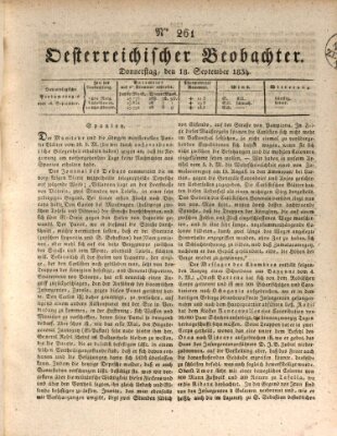 Der Oesterreichische Beobachter Donnerstag 18. September 1834