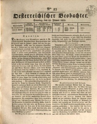Der Oesterreichische Beobachter Sonntag 25. Januar 1835