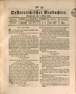 Der Oesterreichische Beobachter Samstag 7. März 1835
