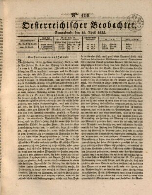 Der Oesterreichische Beobachter Samstag 18. April 1835