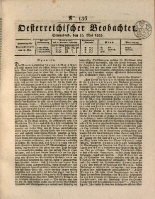 Der Oesterreichische Beobachter Samstag 16. Mai 1835