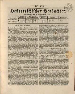 Der Oesterreichische Beobachter Mittwoch 9. September 1835