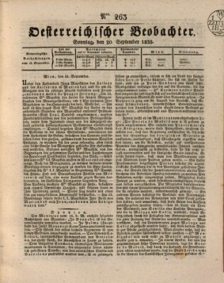Der Oesterreichische Beobachter Sonntag 20. September 1835