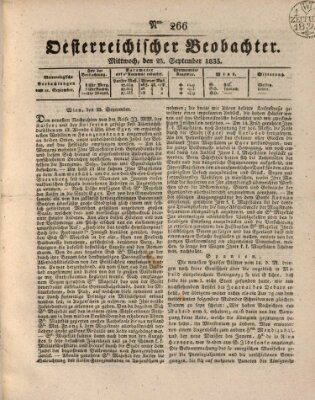 Der Oesterreichische Beobachter Mittwoch 23. September 1835