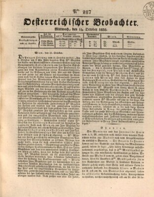 Der Oesterreichische Beobachter Mittwoch 14. Oktober 1835