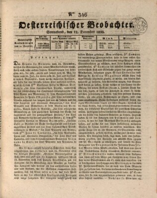 Der Oesterreichische Beobachter Samstag 12. Dezember 1835