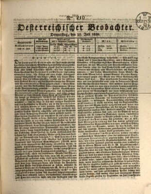 Der Oesterreichische Beobachter Donnerstag 28. Juli 1836