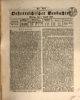 Der Oesterreichische Beobachter Montag 8. August 1836
