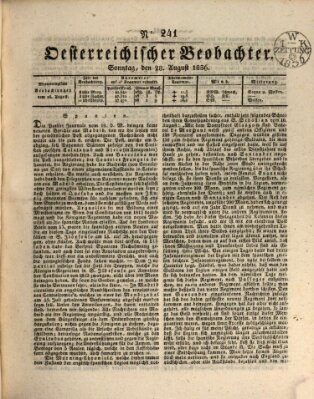 Der Oesterreichische Beobachter Sonntag 28. August 1836