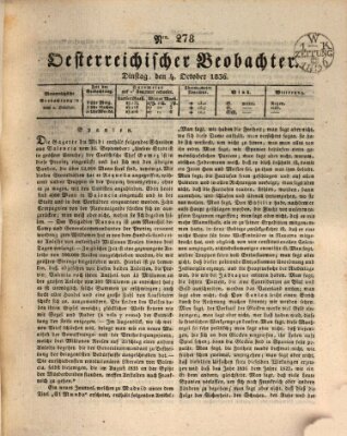 Der Oesterreichische Beobachter Dienstag 4. Oktober 1836