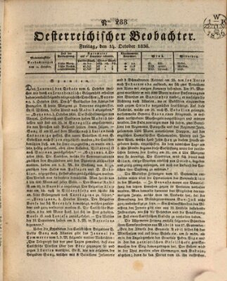 Der Oesterreichische Beobachter Freitag 14. Oktober 1836