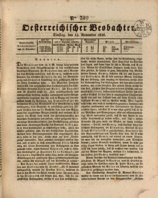 Der Oesterreichische Beobachter Dienstag 15. November 1836
