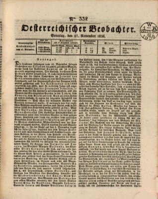 Der Oesterreichische Beobachter Sonntag 27. November 1836