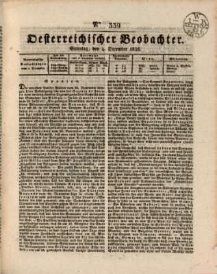 Der Oesterreichische Beobachter Sonntag 4. Dezember 1836