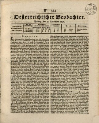 Der Oesterreichische Beobachter Freitag 9. Dezember 1836